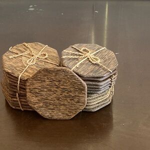 Coconut Wood Coaster Set of 6- 4 Sets NOS Wholesale Lot